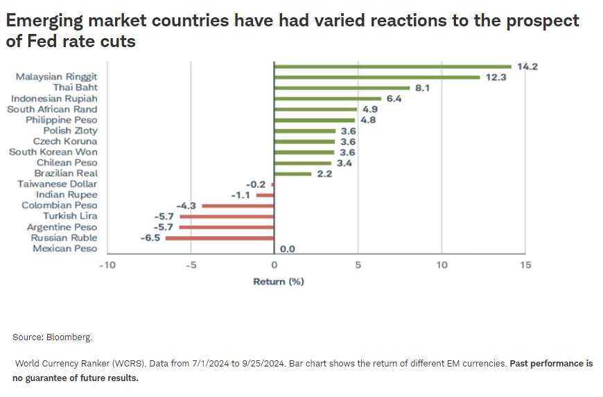 Emerging market countries have had varied reactions to the prospect of Fed rate cuts