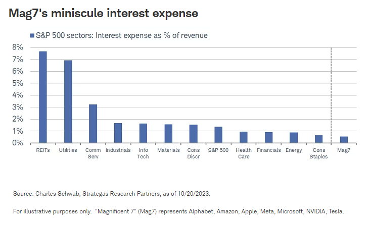 Mag7's miniscule interest expense