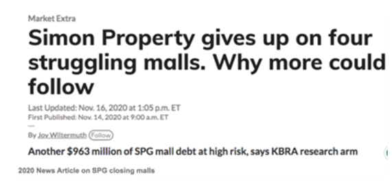 Simon Property Gives up on Struggling Malls