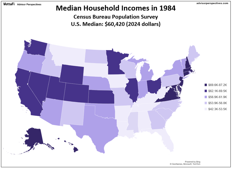 Median Household Incomes Map 1984 by Quintiles